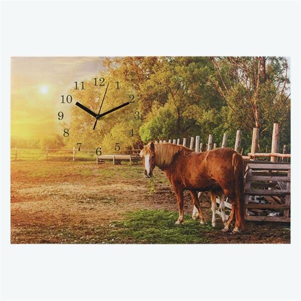Youngs Canvas LED Light Up Canvas Wall Clock with Horse Scene 21451